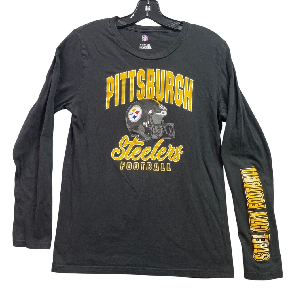 Pittsburgh Steelers Shirt Youth‎ Large NFL Football Spell Out Athleisure